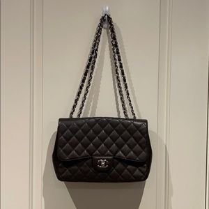 Chanel Caviar Jumbo flap brown bag 100% authentic